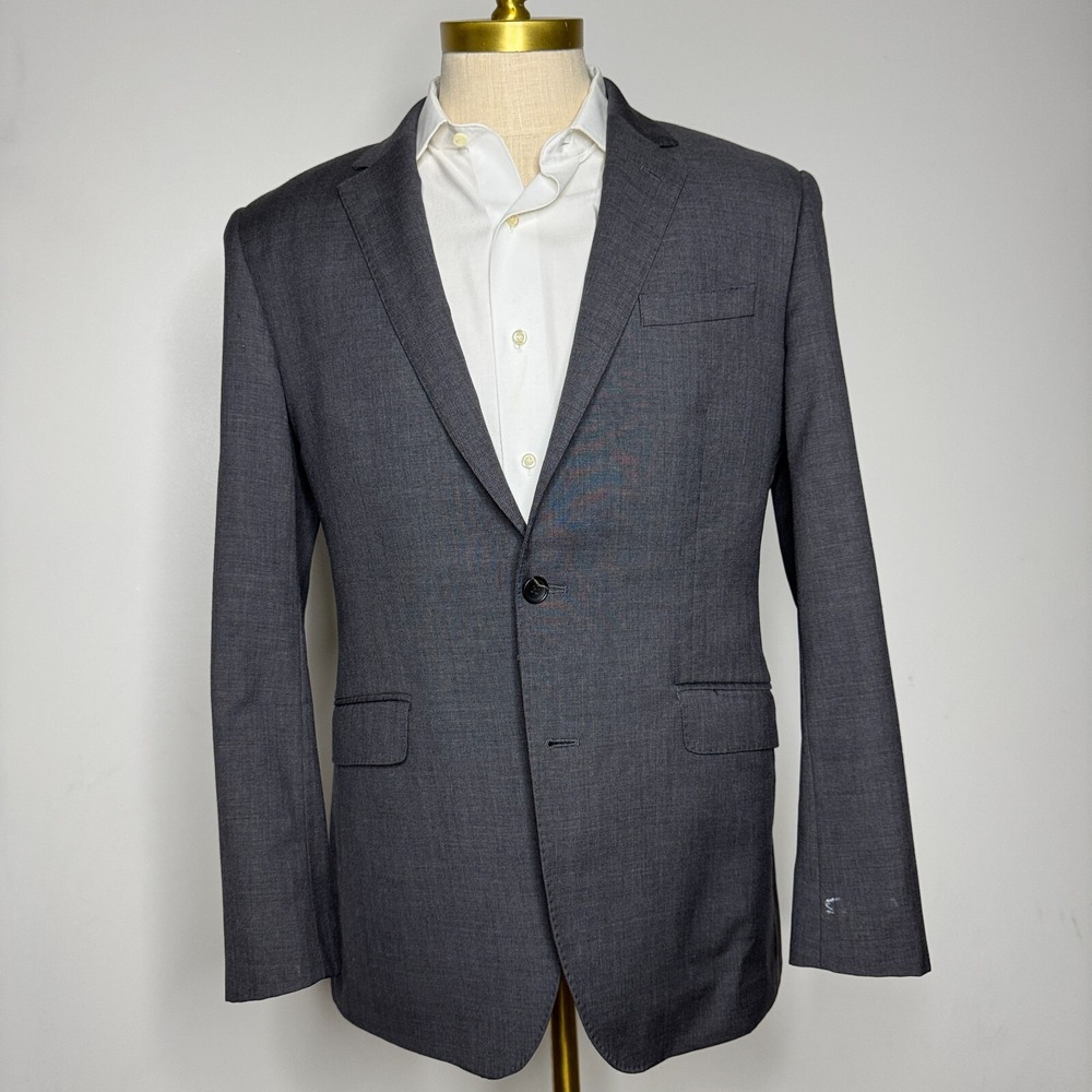 T.M.Lewin Men's 40R Gray Wool Suit Sport Coat‎ Blazer 2-Button Modern